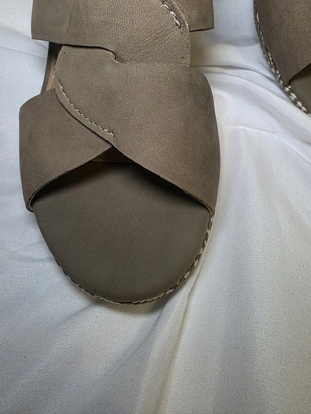 Hush Puppies Khaki Woven Chevron Wedge Sandals Size 9.5